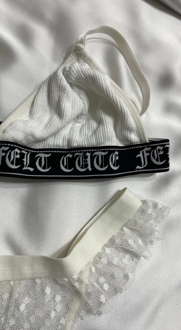 Nakışlı Beyaz Goth Mini Sütyen ve Külot - Görsel 4