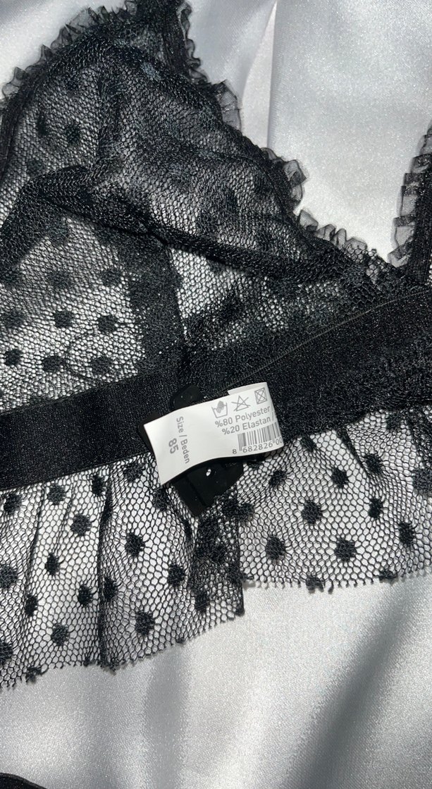 Siyah Puantiyeli Goth Mini Sütyen Takımı - Görsel 5