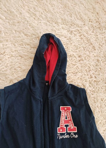 Koyu Lacivert Kapüşonlu Erkek Çocuk Yelek - Görsel 3