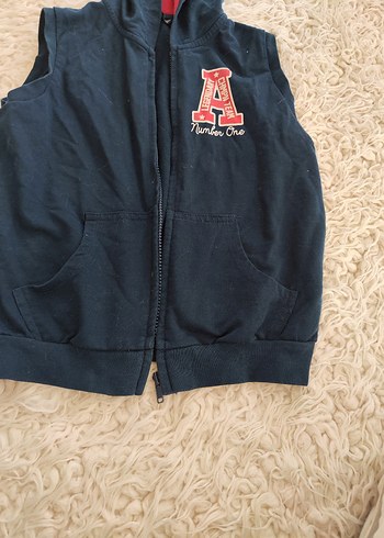 Koyu Lacivert Kapüşonlu Erkek Çocuk Yelek - Görsel 2