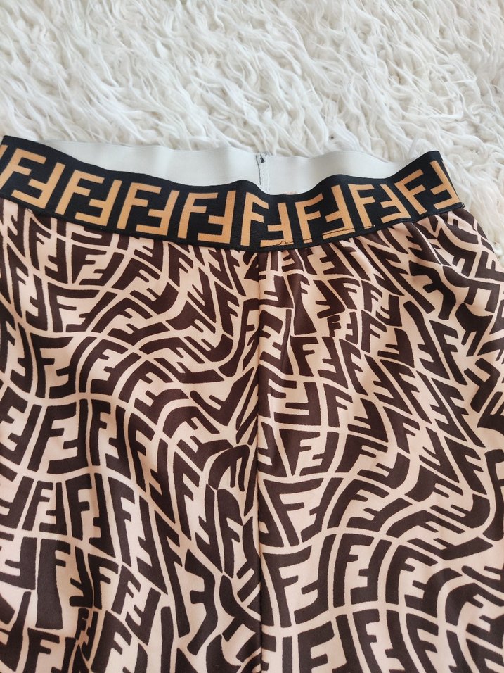 Kahverengi fendi toparlayıcı kumaş tayt - Görsel 2