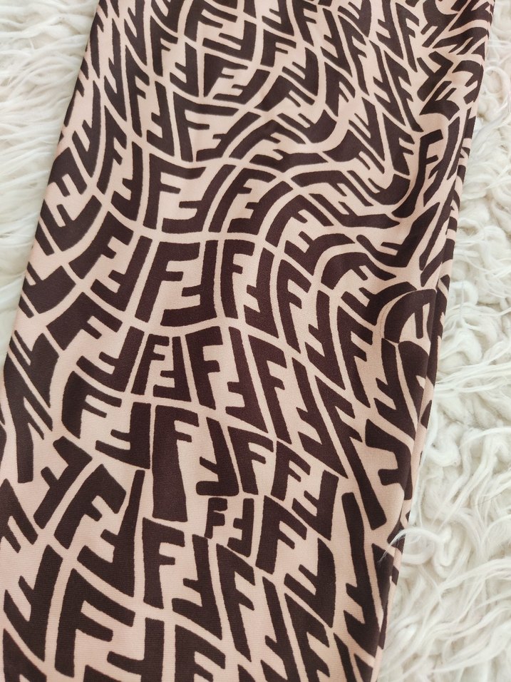 Kahverengi fendi toparlayıcı kumaş tayt - Görsel 3