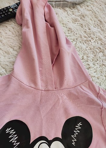 Pembe Mickey Mouse Baskılı Kapüşonlu Eşofman Takımı - Görsel 6