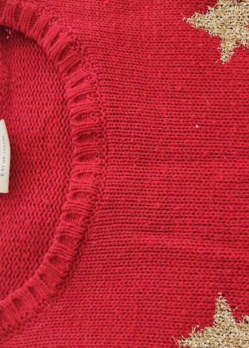 Kız Çocuk Kırmızı Bohem Boğazlı Kazak - Görsel 3