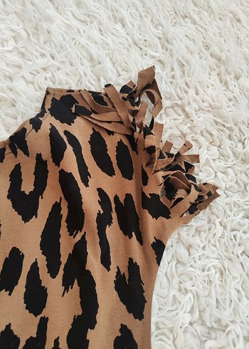 Kahverengi Leopar Desenli Kadın Fular - Görsel 3