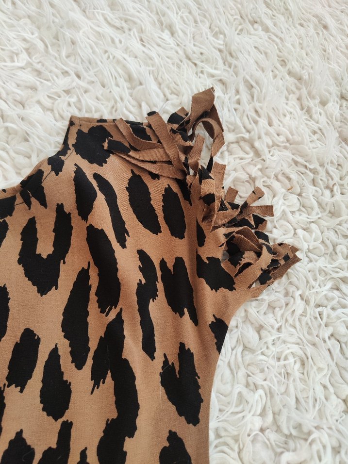 Kahverengi Leopar Desenli Kadın Fular - Görsel 3