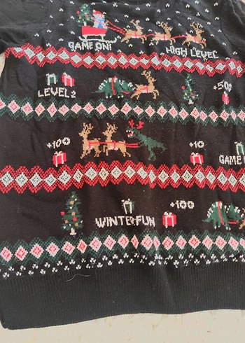 cocuk Çok Renkli Örgü Yün Kazak - Görsel 2