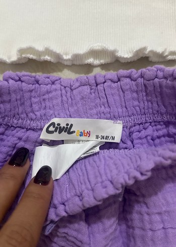 Civil Mor Fırfırlı Bebek Kız Takımı