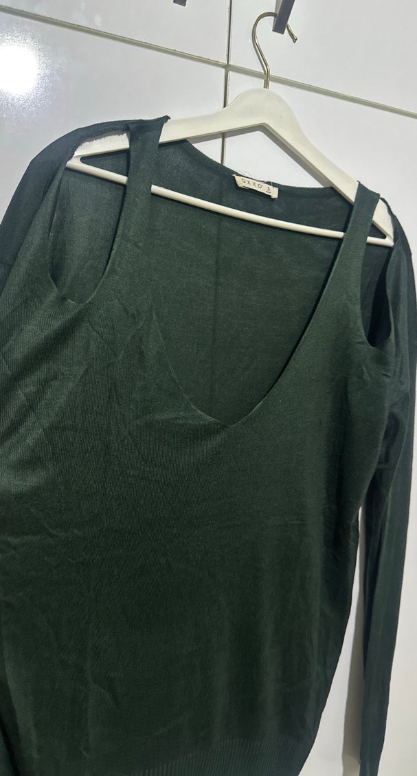 V Yaka Uzun Kollu Kadın Kazak - Görsel 2