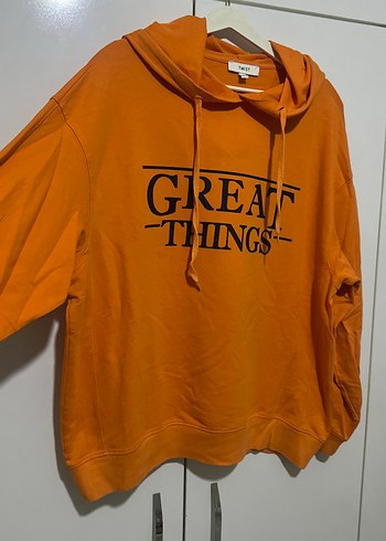 Turuncu Baskılı Kadın Sweatshirt - Görsel 2