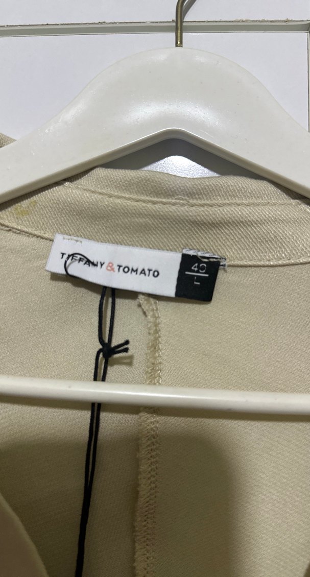 Bej Uzun Kollu Düğmeli Kadın Keten Gömlek elbise - Görsel 3