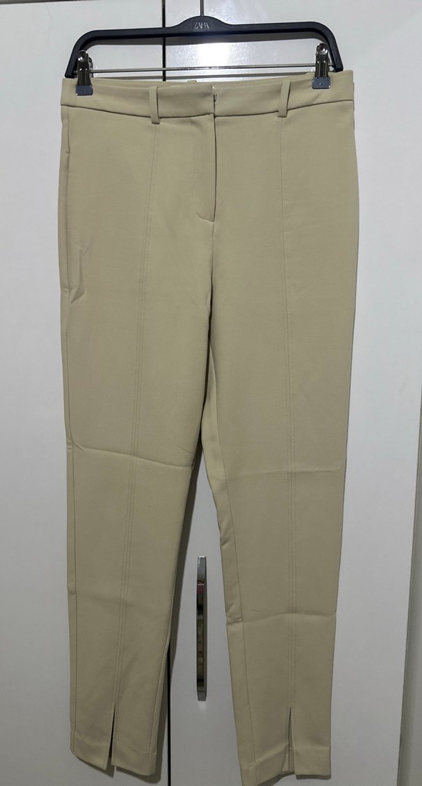 Bej Midi Kumaş Kadın Pantolon - Görsel 5