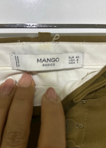 Düğmeli Kadın Haki Kumaş Pantolon - Görsel 5