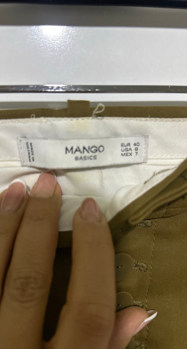 Düğmeli Kadın Haki Kumaş Pantolon - Görsel 5