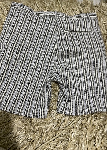 Mavi Desenli Keten Şort - Görsel 4