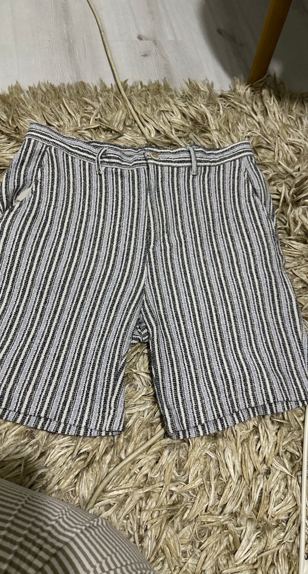 Mavi Desenli Keten Şort - Görsel 2