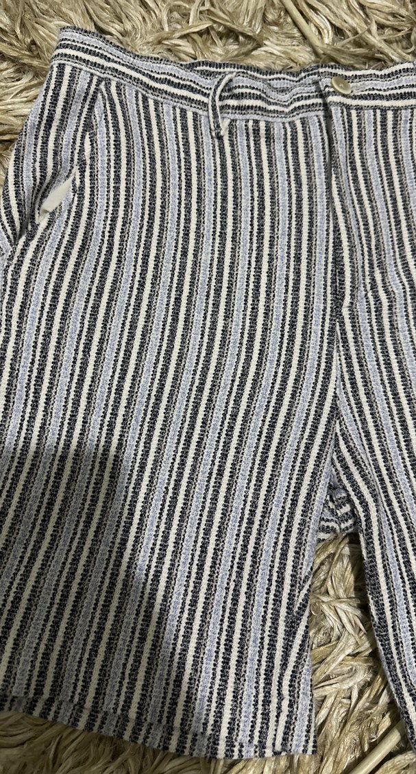 Mavi Desenli Keten Şort - Görsel 3