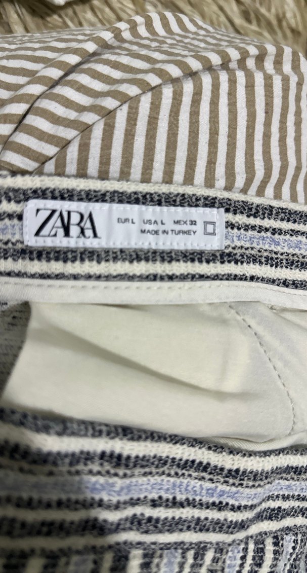 Mavi Desenli Keten Şort - Görsel 5