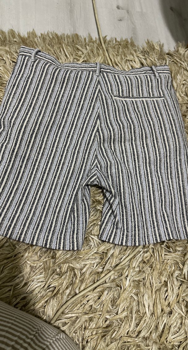 Mavi Desenli Keten Şort - Görsel 4