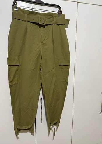 Zara Kadın Kemerli Haki Salaş Pantolon - Görsel 2
