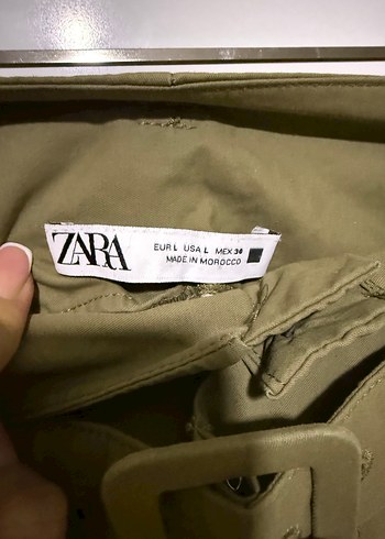 Zara Kadın Kemerli Haki Salaş Pantolon - Görsel 5