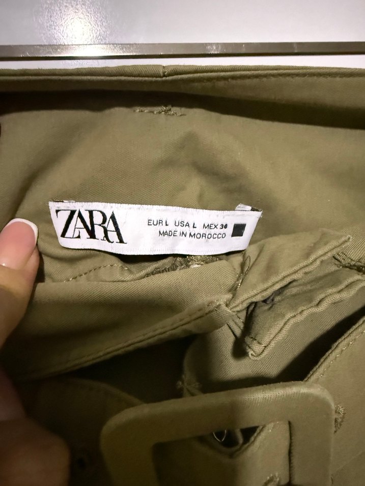 Zara Kadın Kemerli Haki Salaş Pantolon - Görsel 5