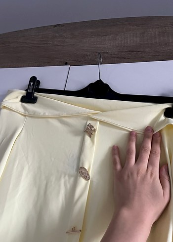 s Beden sarı Renk Sarı Mini Uzun Kollu Düğmeli Bluz