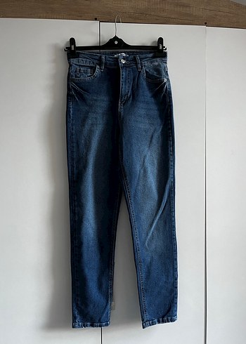 Kadın Lacivert Midi Boy Denim Pantolon