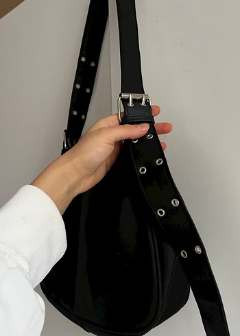  Beden siyah Renk Siyah, Tokalı Minimalist Kadın Çanta