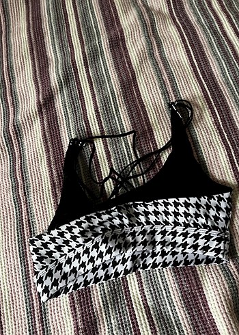 m Beden Kadın Mini Bralet Gri Desenli Spor