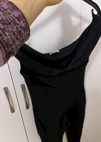 Zara Siyah, Drapeli, Straplez Kadın Tulum - Görsel 7