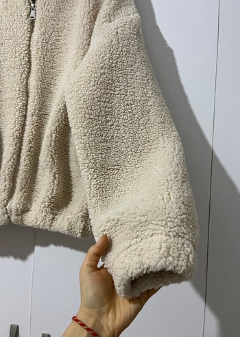 Bej Peluş Kadın Mont Yüksek Yaka - Görsel 2