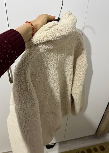 Bej Peluş Kadın Mont Yüksek Yaka - Görsel 6