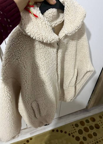 Bej Peluş Kadın Mont Yüksek Yaka - Görsel 7