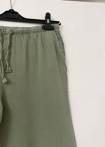 Kadın Keten Bol Kesim Kemerli Pantolon - Görsel 6