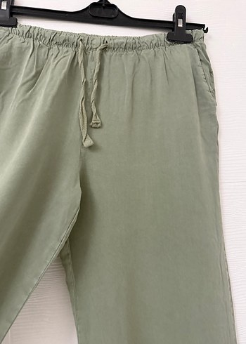 Kadın Keten Bol Kesim Kemerli Pantolon - Görsel 5
