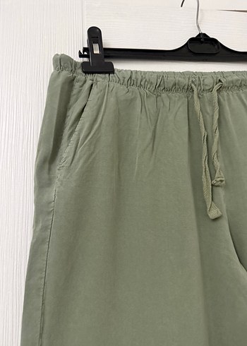 Kadın Keten Bol Kesim Kemerli Pantolon - Görsel 2