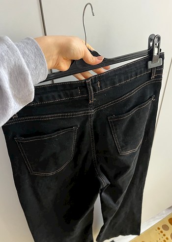 Kadın Siyah Bol Kesim Midi Kot Pantolon - Görsel 6