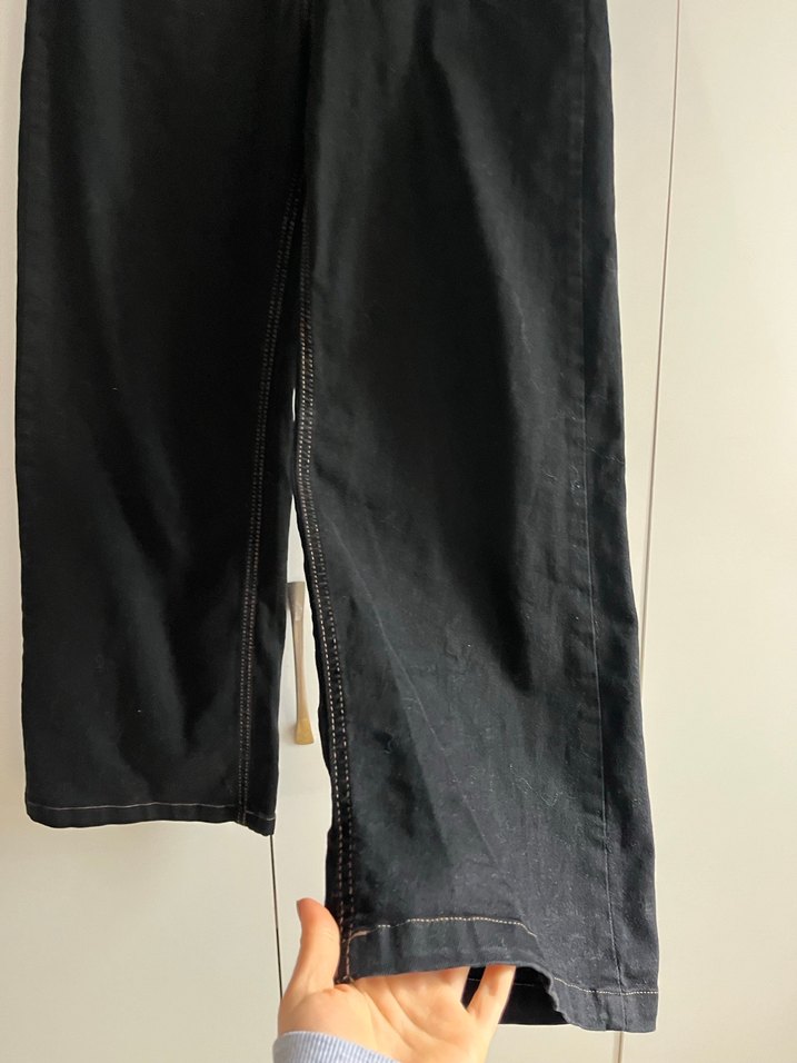 Kadın Siyah Bol Kesim Midi Kot Pantolon - Görsel 2