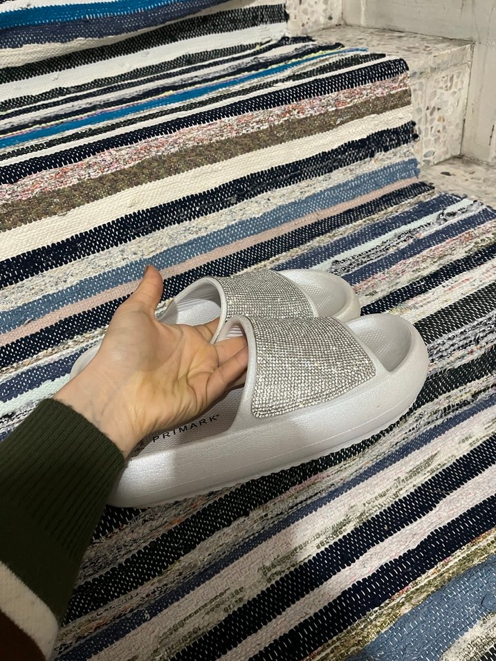 Simli Beyaz Platform Terlik - Görsel 2