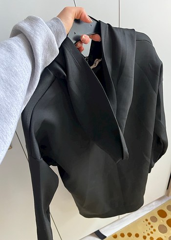 Fermuarlı Siyah Kapüşonlu Sweatshirt - Görsel 6