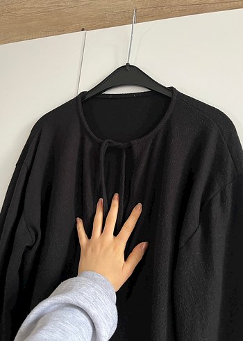 Siyah Mini Kadın Hırka, Rahat Kesim - Görsel 5