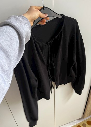 Siyah Mini Kadın Hırka, Rahat Kesim - Görsel 6