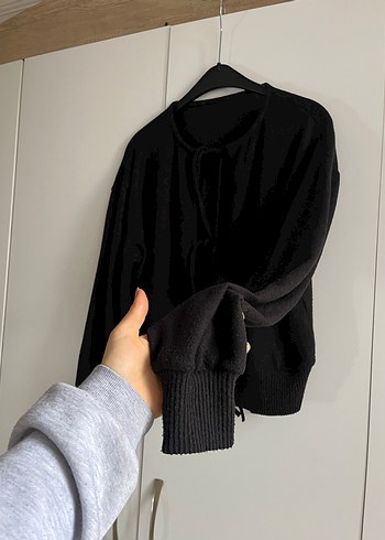 Siyah Mini Kadın Hırka, Rahat Kesim - Görsel 3