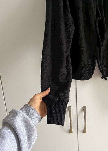 Siyah Mini Kadın Hırka, Rahat Kesim - Görsel 4