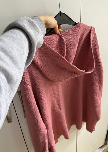 Pembe Örgü Kadın Hırka - Görsel 5