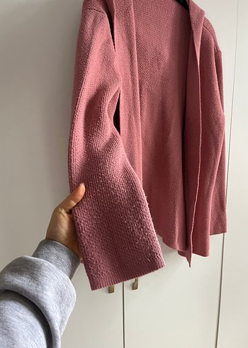 Pembe Örgü Kadın Hırka - Görsel 3