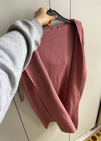 Pembe Örgü Kadın Hırka - Görsel 6