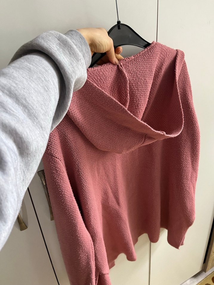 Pembe Örgü Kadın Hırka - Görsel 5