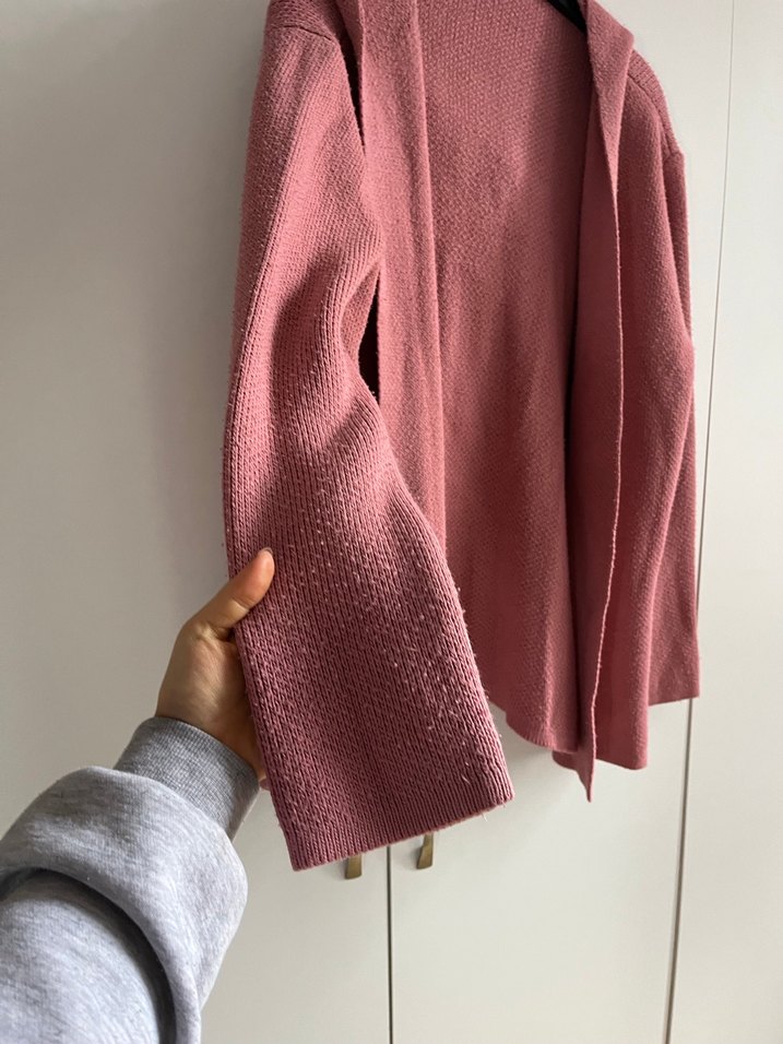 Pembe Örgü Kadın Hırka - Görsel 3